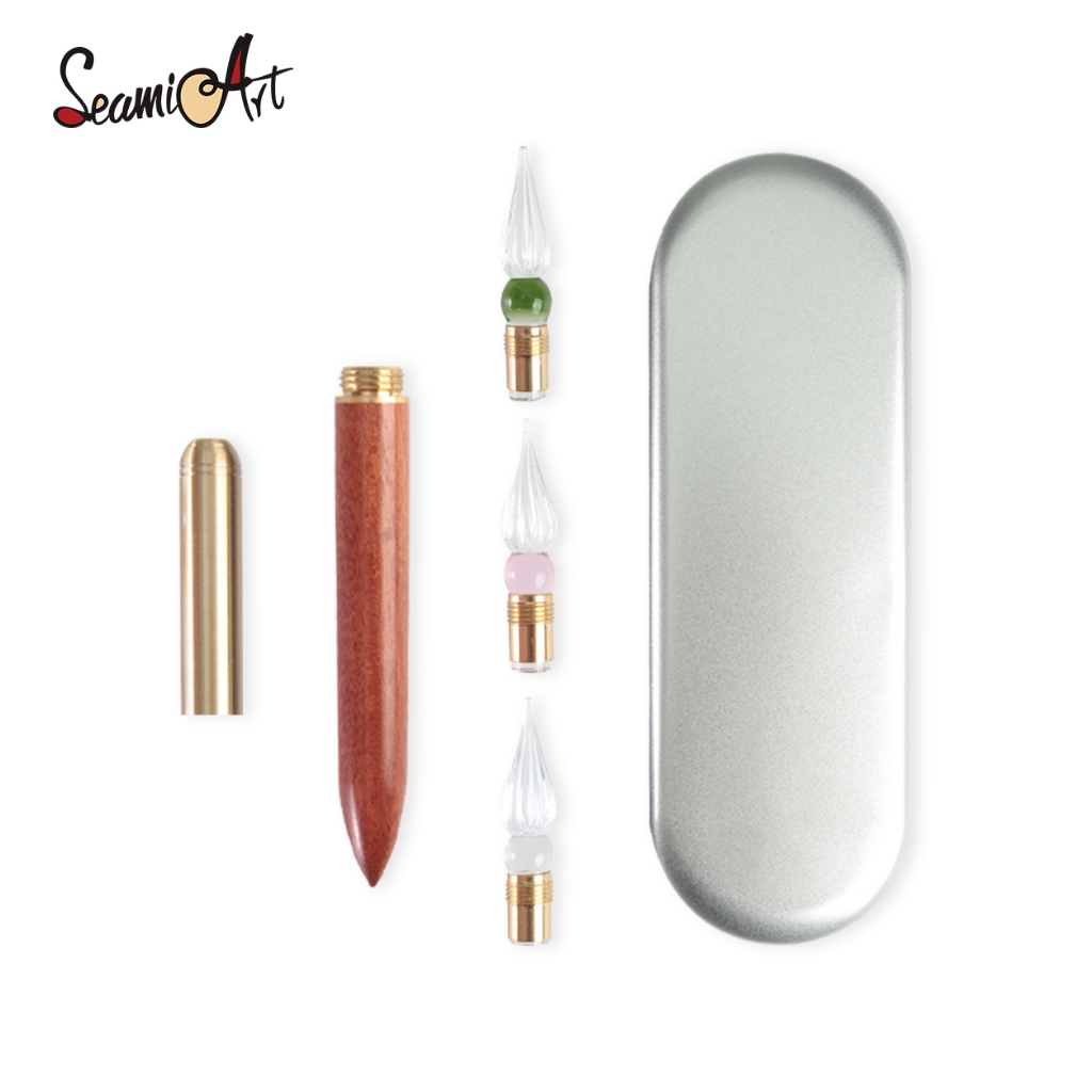 Writing Tools - SeamiArt Replaceable Glass Nibs Wood Handle