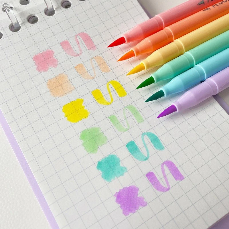 6 colors Soft Brush Fluorescen - Pastel Highlighter Set Double Ended 评论和价格