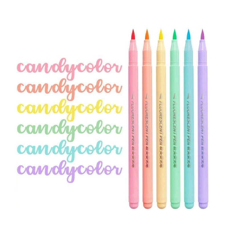 6 colors Soft Brush Fluorescen - Pastel Highlighter Set Double Ended 评论和价格